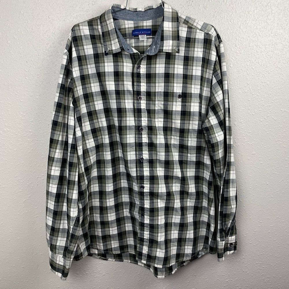 Simply Styled Button Down Plaid Shirt Size XL EUC
